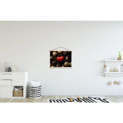 Macarons - Rood - Hart textielposter latten blank klein -kinderkamer