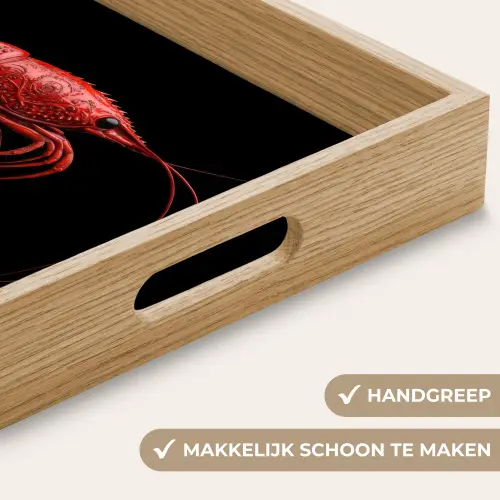 Garnaal - Rood - Dieren Dienblad Rechthoek middel -USP_HandgreepNL