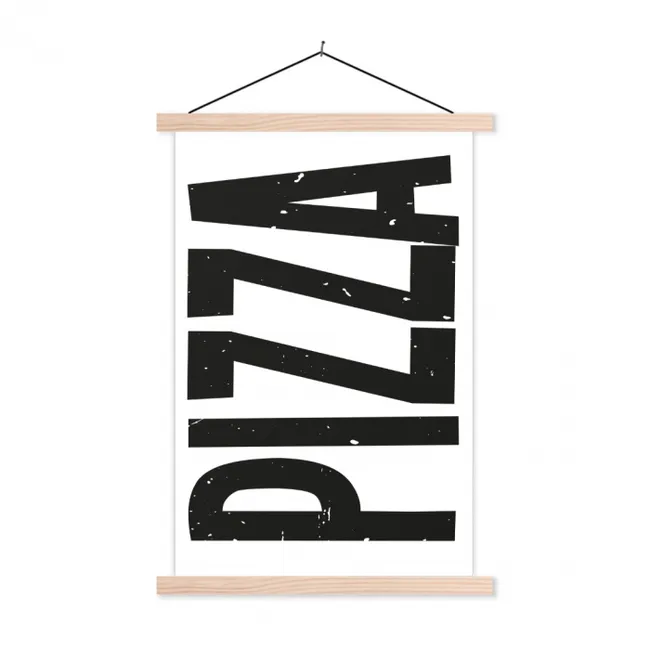 Pizza - Japandi - Decoratie - Vintage textielposter latten blank klein -3d