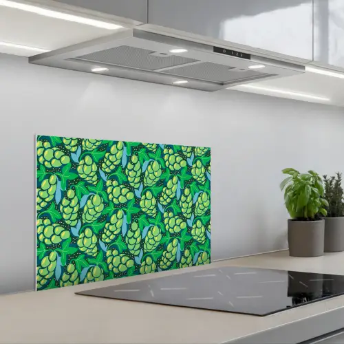 Druiven - Tros - Groen keuken achterwand spatscherm klein 900 -3d_schuin