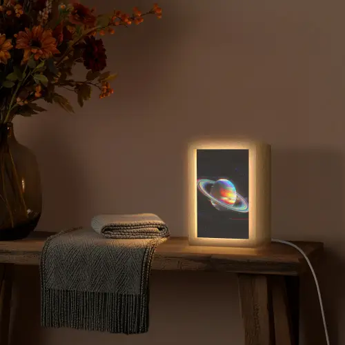 Planeet - Cirkel - Kleurrijk Light Box met kabel (Tafellamp) klein -sfeer4
