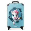 Witte eenhoorn komt door blauw plastic NBS - Handbagage koffer - Kinderen Unisex middel -productfoto_recht