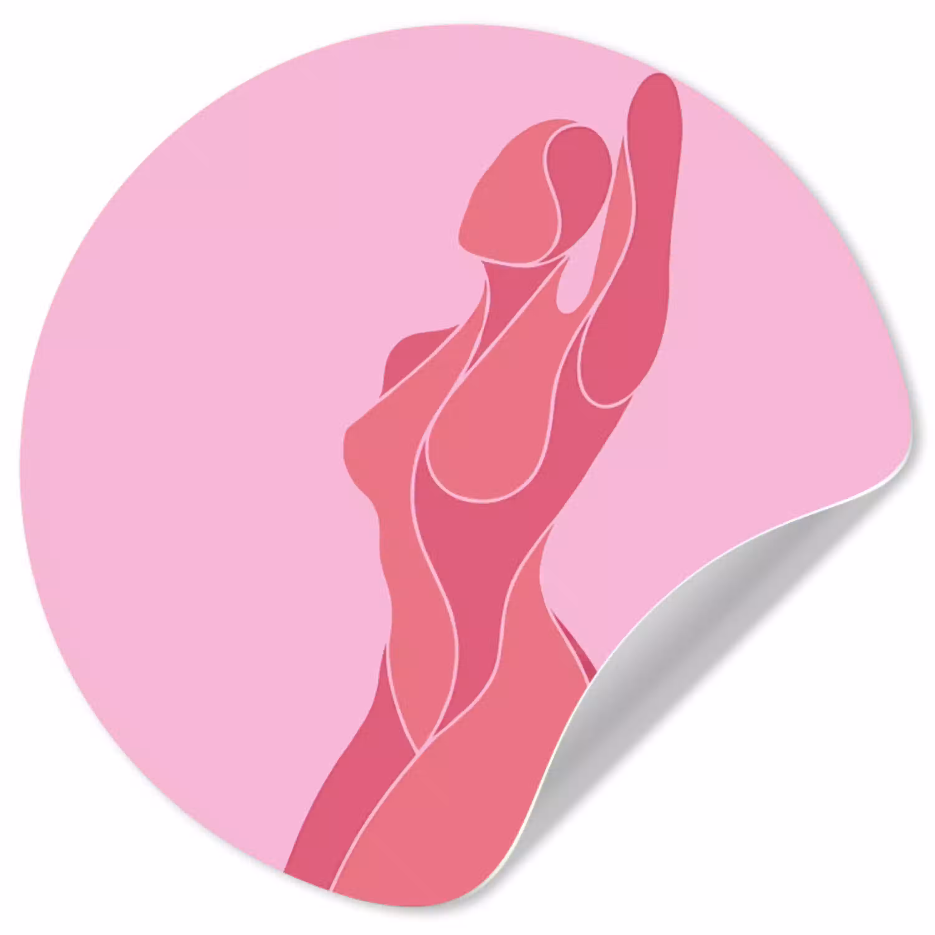Vrouw - Lichaam - Abstract - Roze Wandcirkel behangsticker klein -3d