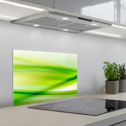 Golven - Abstract - Groen keuken achterwand spatscherm klein -3d_schuin