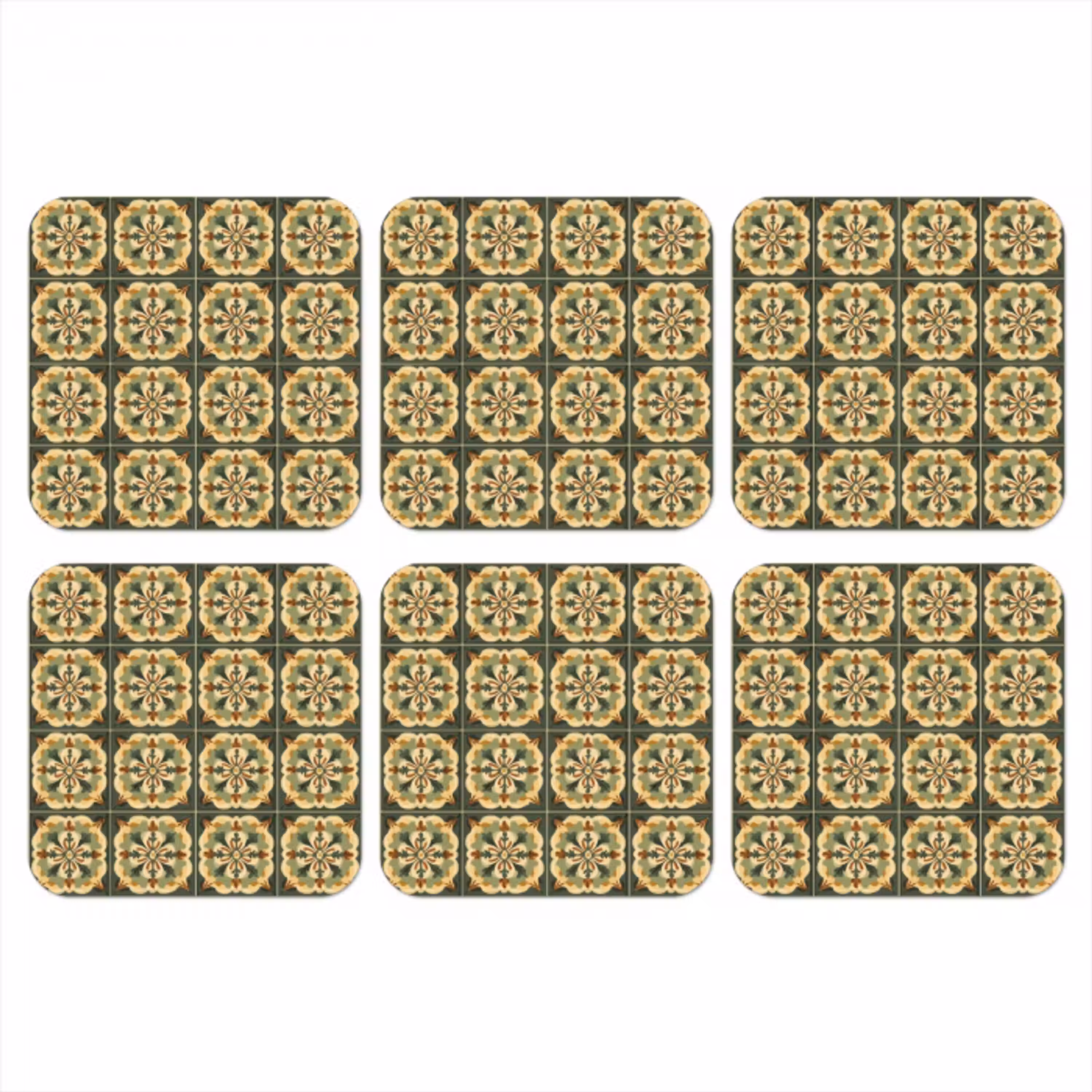 Ornament - Patroon - Groen onderzetter kurk middel 366 -3d