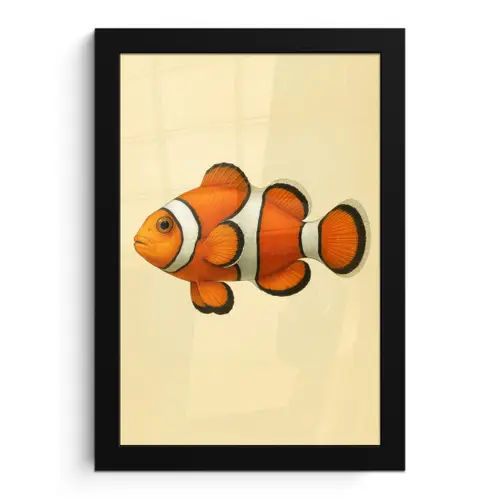 Vis - Oranje - Strepen fotolijst zwart zonder passe partout klein -3d