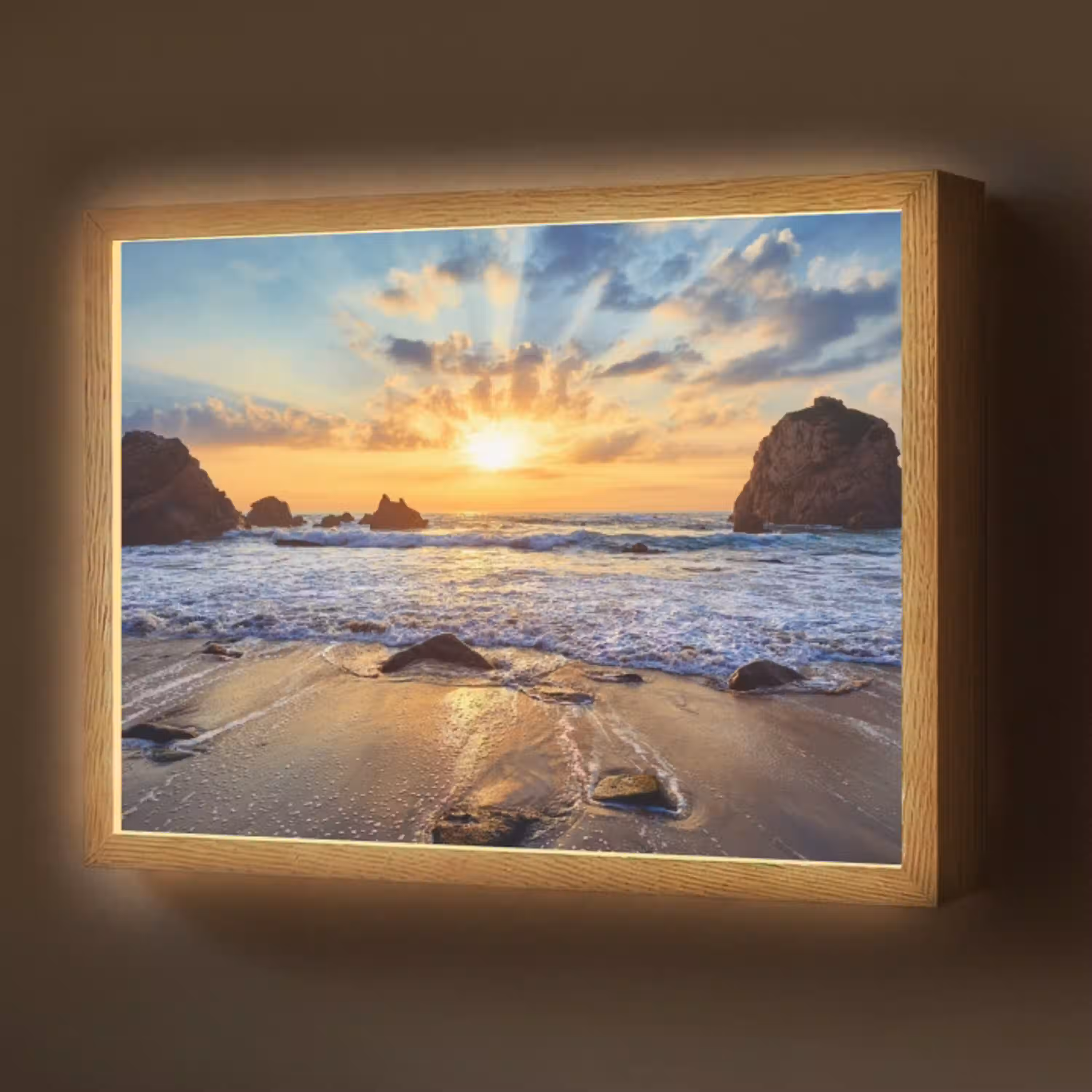 Strand - Zonsondergang - Natuur - Zee - Landschap Light Box met batterij (Wandlamp) middel -z3d_website
