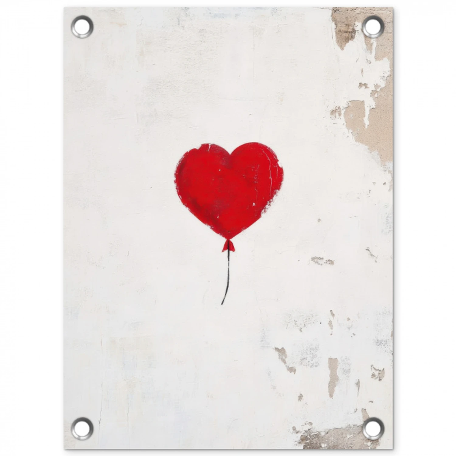Ballon - Rood - Hart tuinposter los doek klein -3d