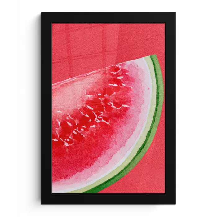 Watermeloen - Rood - Zomers fotolijst zwart zonder passe partout klein -3d