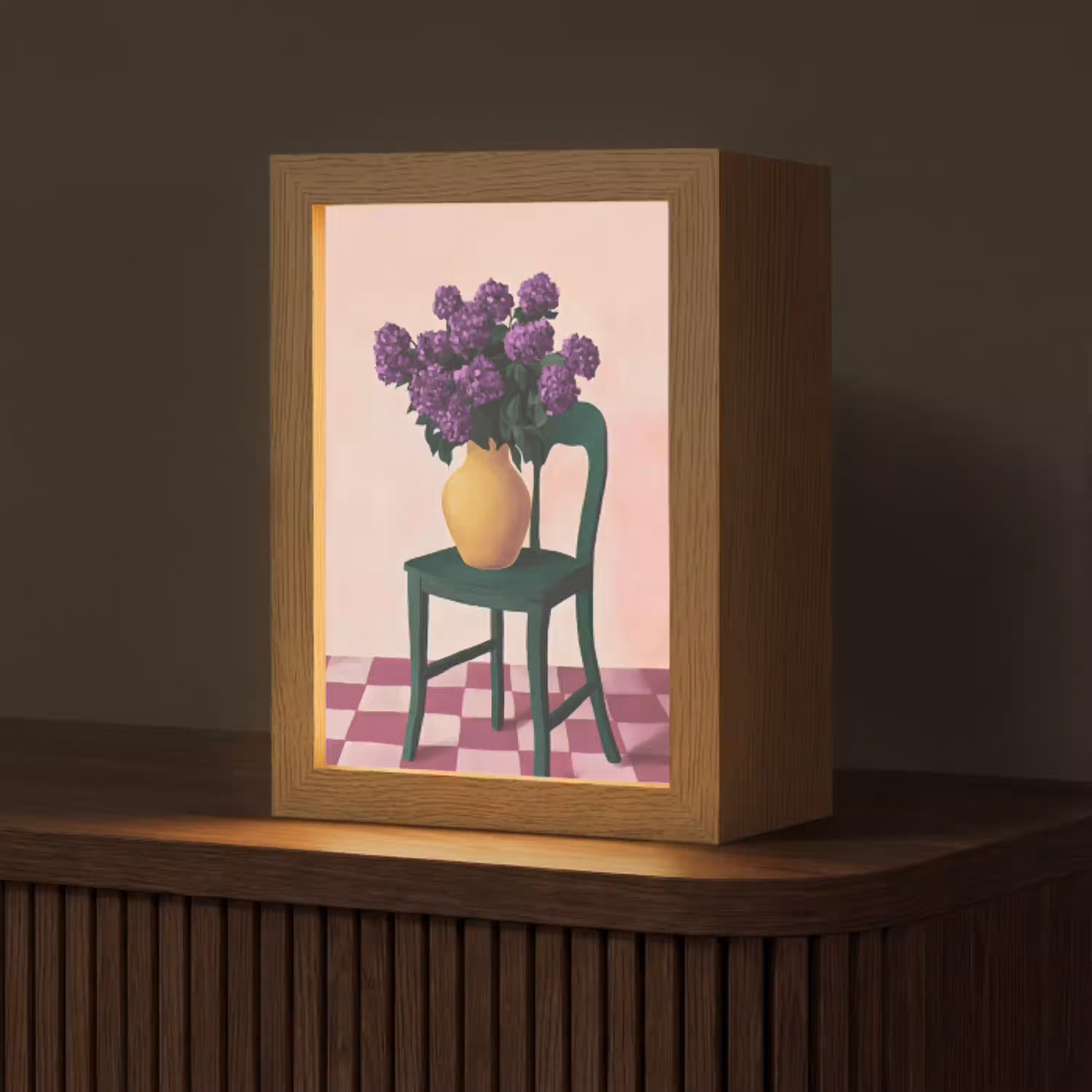 Stoel - Vaas - Bloemen - Geblokt Light Box met kabel (Tafellamp) klein -z3d_website