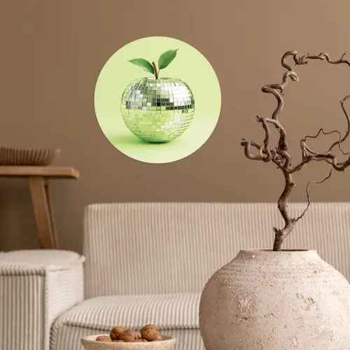 Groen - Disco - Decoratie - Appel Wandcirkel behangsticker klein -sfeer1