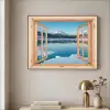 Doorkijk - Landschap - Winter - Meer - Bergen - Uitzicht Textielframe zwart klein -sfeer2