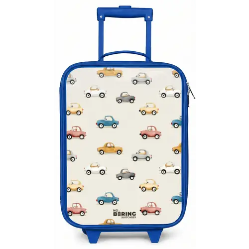 Kleurrijke retro autootjes Kinderkoffer - Blauw klein -zz3dotto