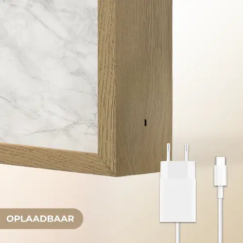Klassiek - Marmer - Grijs Light Box met batterij (Wandlamp) middel 907 -USP_websiteoplaadbaarNL
