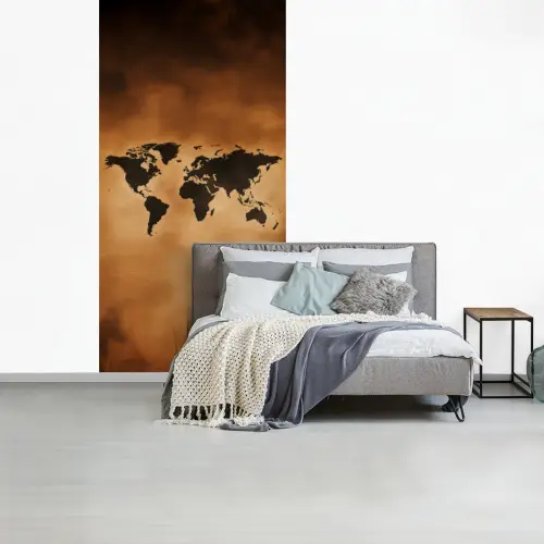 Wereldkaart - Bruin - Kaart fotobehang vinyl groot -slaapkamer