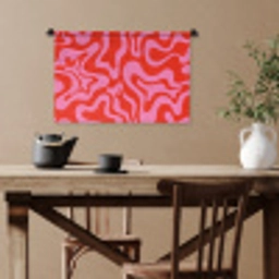 Abstract - Patroon - Rood - Roze - Minimalistisch Wandkleed katoen klein -sfeer6