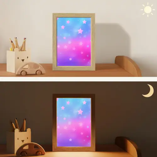 Sterren - Roze - Blauw Light Box met kabel klein -sfeer3_kind