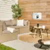 Bladeren - Zwart - Lotusbloem - Minimalitisch tuinposter los doek klein -sfeer4