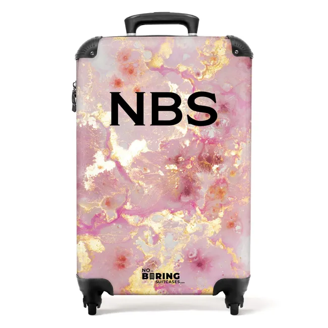 Suitcase - Pink marble with golden lines
