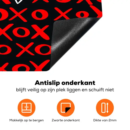 Zwart - Rood - Contrast - Liefde Inductie beschermer vinyl 3mm klein 276 -zzzzzzz-td-onderkant