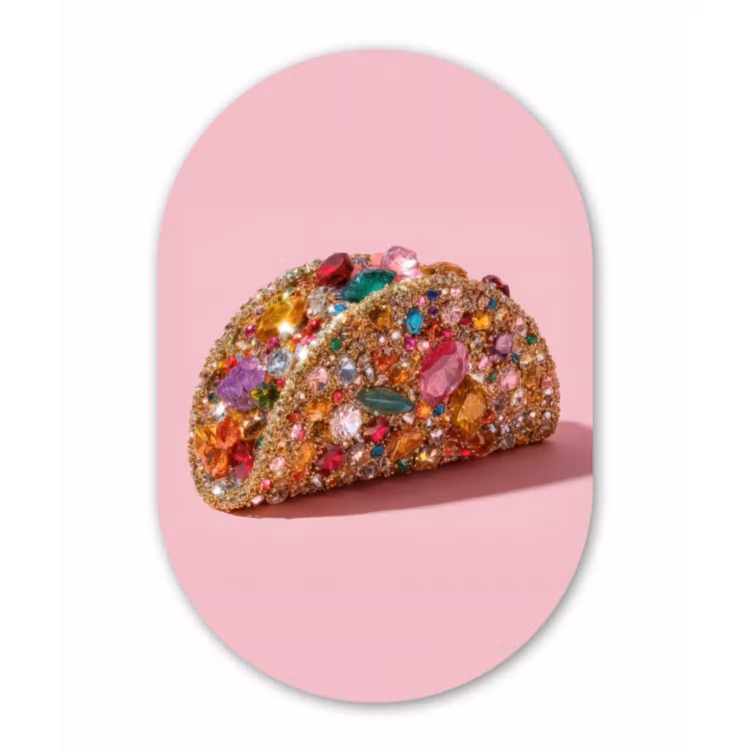 Glasbild Oval - Taco - Bunt - Edelsteine - Gold