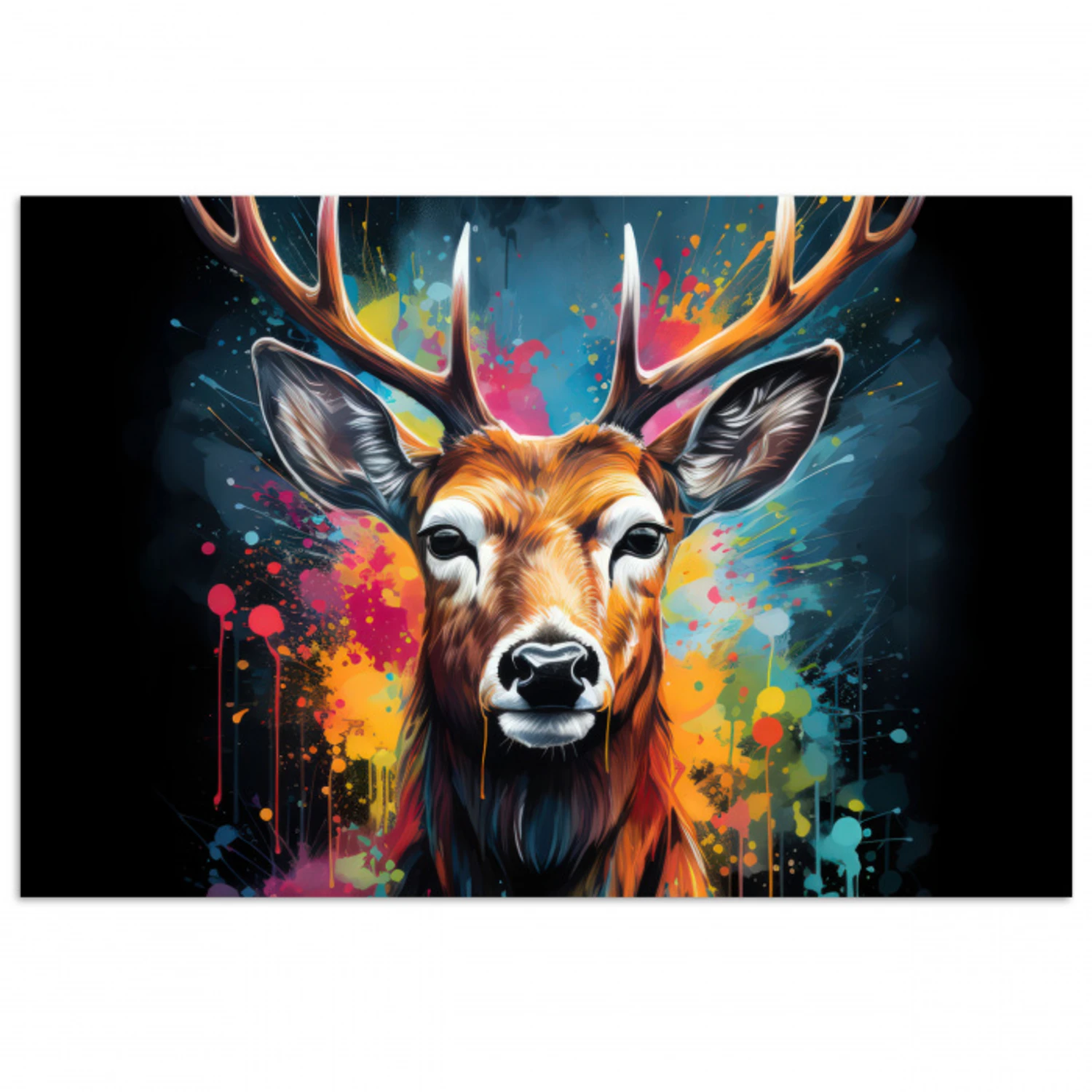 Hert - Graffiti - Dieren - Kleuren poster papier klein -3d