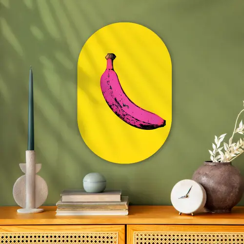 Banaan - Grafisch - Geel Wandcirkel Ovaal Forex klein -sfeer2