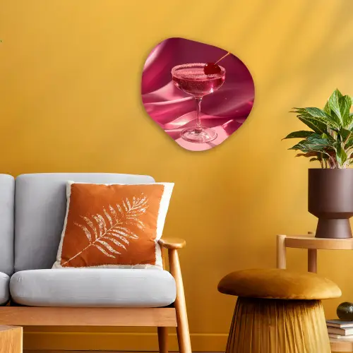 Cocktail - Pink - Luxe Wandcirkel Organisch Forex 3mm klein -sfeer4