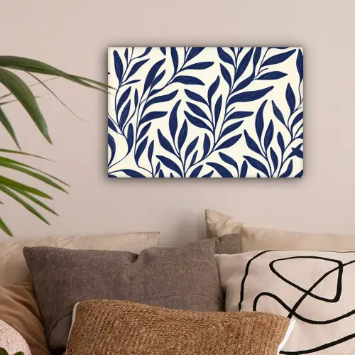 Bladeren - Klimop - Donkerblauw canvas 2cm klein -sfeer1