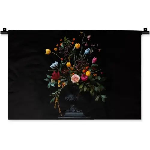 Klassiek - Vaas - Boeket - Bloemen Wandkleed katoen klein -zz3d
