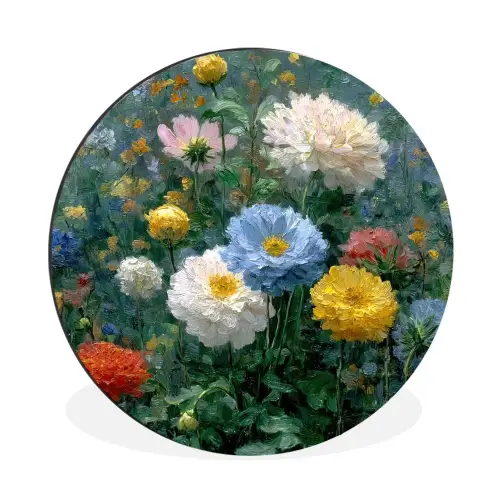 Close-up - Veld - Bloemen - Kleurrijk Wandcirkel aluminium klein -3d