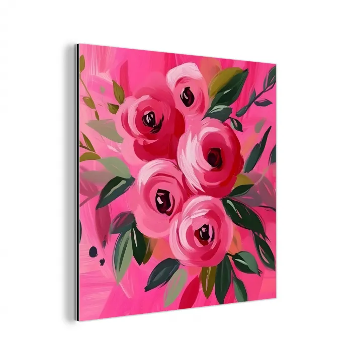 Bloemen - Verf - Roze aluminium wit klein -3d