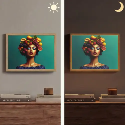 Vrouw - Hoodtooi - Tropisch - Fruit - Druiven Light Box met batterij (Wandlamp) middel -sfeer3