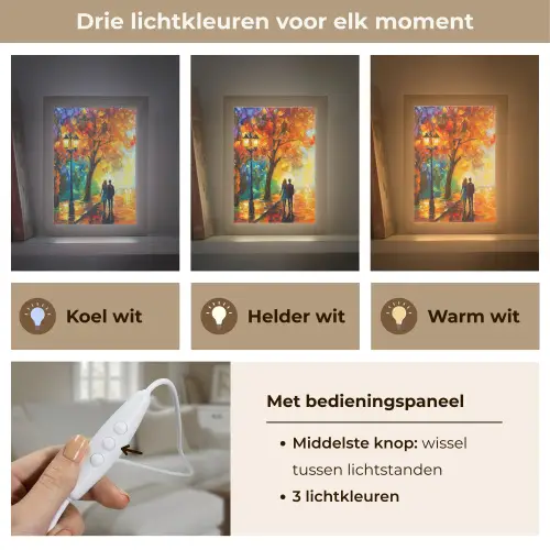 Koppel - Liefde - Bos - Kunst Light Box met kabel (Tafellamp) klein -USP_lichtkleurNL