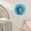 Vrouw - Bloem - Blauw - Modern - Bril - Portret Wandcirkel kunststof plaat 5mm dik klein -sfeer5