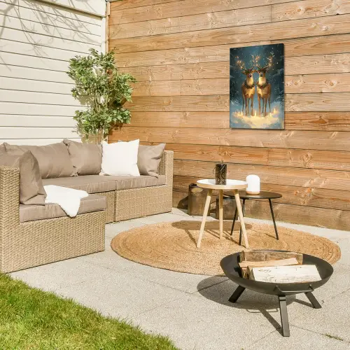 Dennensprookje - Rendier - Nacht Tuinposter op houten frame 2 cm dik klein -sfeer2