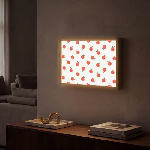 Oranje - Sinaasappel - Bloemetje Light Box met batterij (Wandlamp) middel 907 -sfeer1