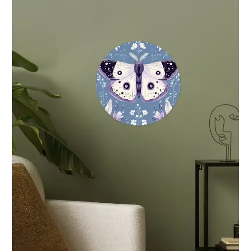 Vlinder - Bloemtakken - Lichtblauw Wandcirkel behangsticker klein -sfeer2