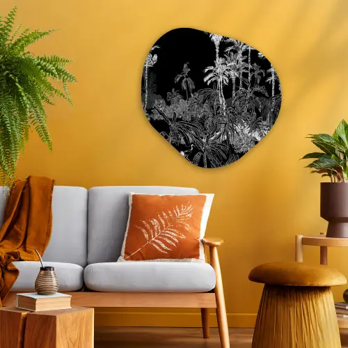 Palm - Jungle - Tropical Wandcirkel Organisch Plexiglas middel -sfeer4