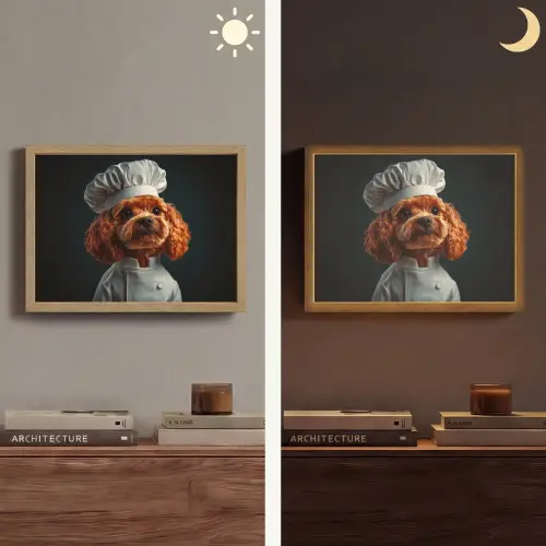 Bruin - Kok - Hondje Light Box met batterij (Wandlamp) middel -sfeer3
