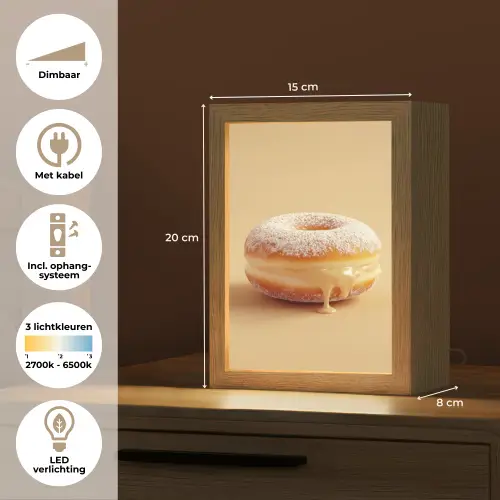 Donut - Romig - Poedersuiker - Beige Light Box met kabel (Tafellamp) klein -USP_NL