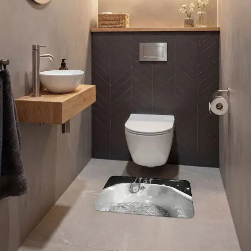 Badkuip - Glitters - Zwart wit - Badkamer WCmat klein -sfeer2
