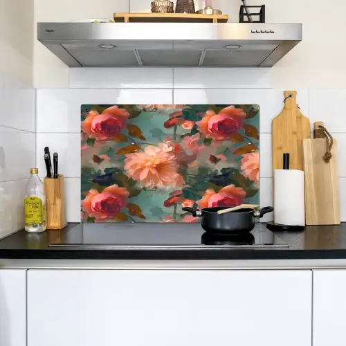 Roze - Patroon - Bloemen Inductie beschemer met haakjes klein 777 -sfeer2