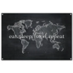 Krijt - Zwart - Quote - Wereldkaart tuinposter los doek groot -3d