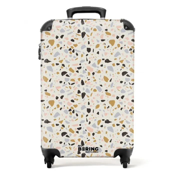 Terrazzo patroon veelkleurig NBS - Handbagage koffer - Kinderen Unisex middel -productfoto_recht