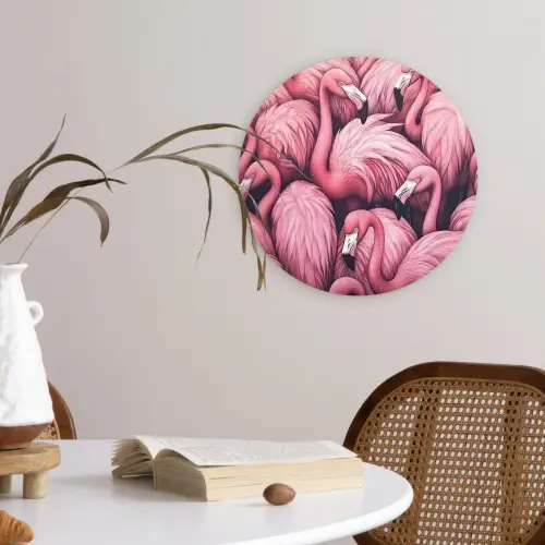 Flamingo - Roze - Dieren Wandcirkel plexiglas klein -sfeer4