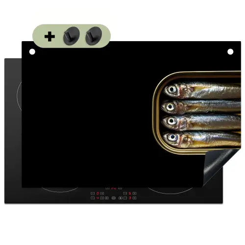 Sardines - Blik - Zwart - Vissen Inductie beschemer met haakjes klein -3d