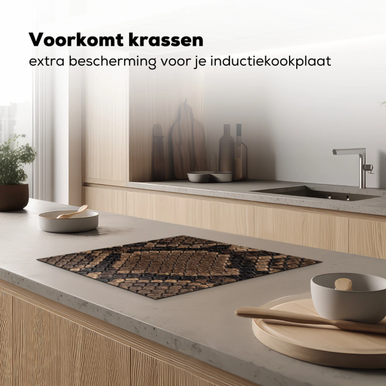 Python - Schubben - Brons Inductie beschermer vinyl 3mm middel -sfeer1