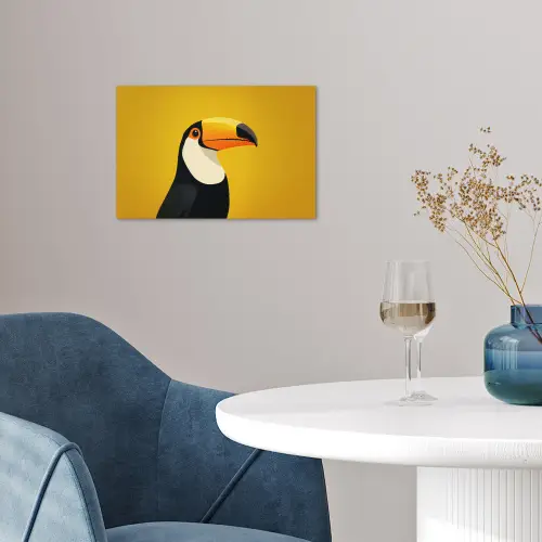 Toekan - Minimalistisch - Snavel - Oranje poster papier klein -sfeer3