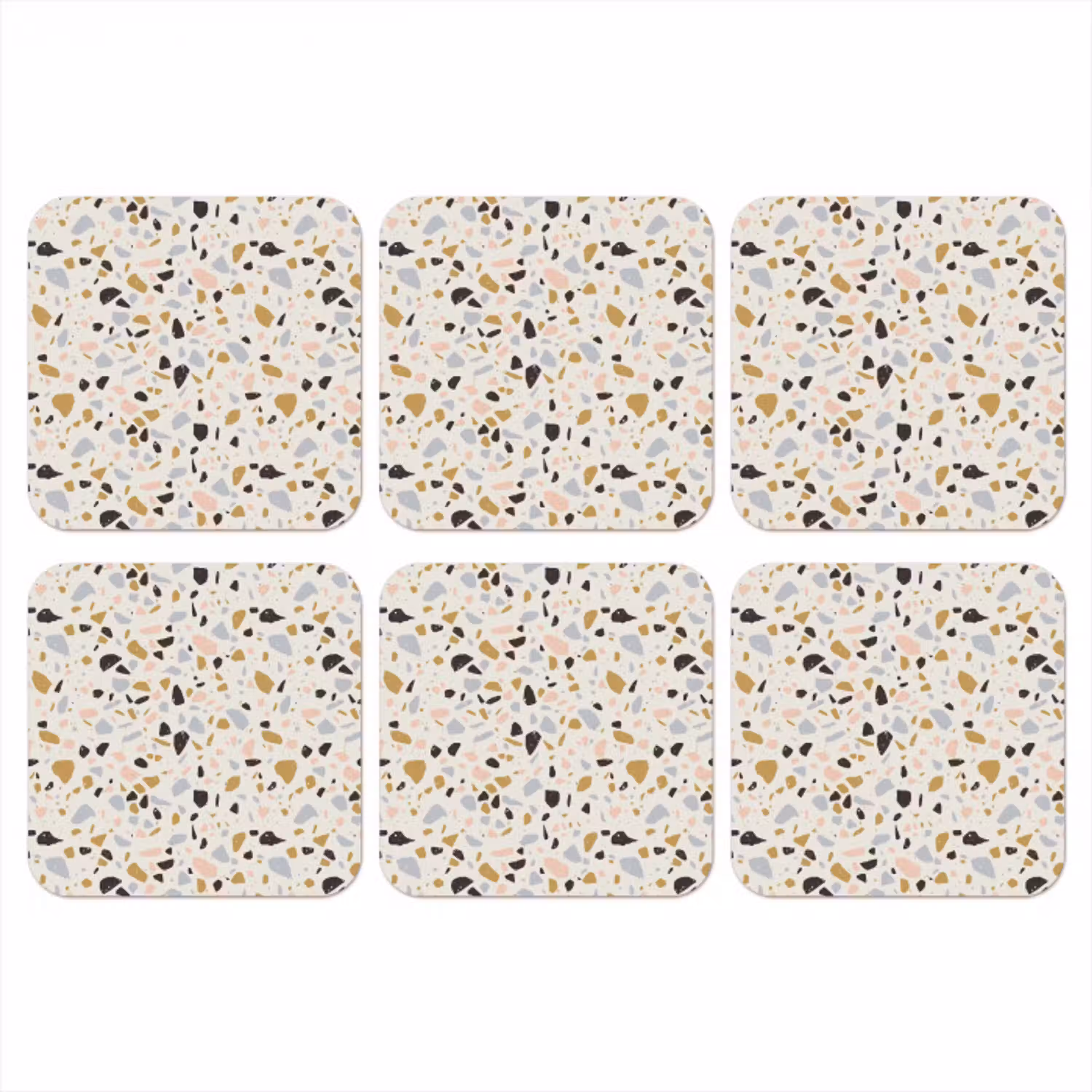 Terrazzo -  Patroon - Neutraal - Zacht - Multi onderzetter kurk middel 366 -3d